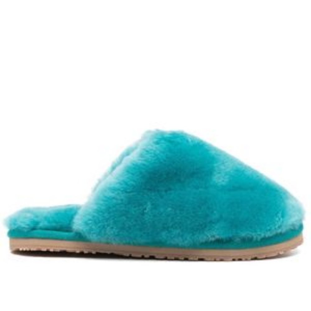 MOU turquoise sheepskin shearling slippers